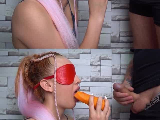 Cheated Step Sister in Fruit Game! This babe liked it! SURPRISE!