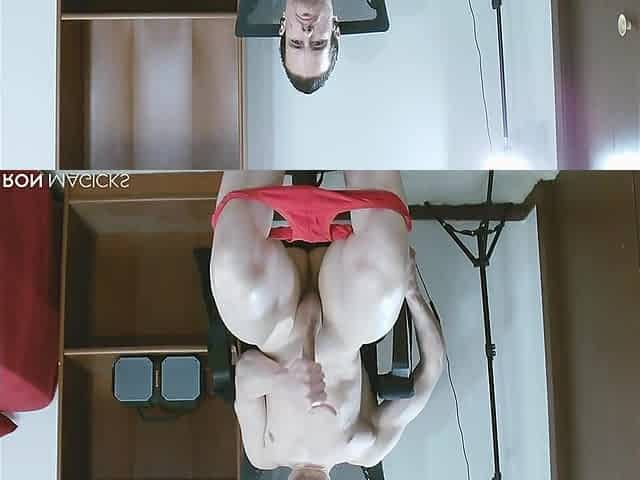Taking Off Red Speedo and Screwing Tight Asshole (Toy) on Office Chair