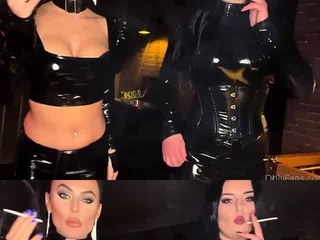 Two sexy hot brunette latex babes fetish