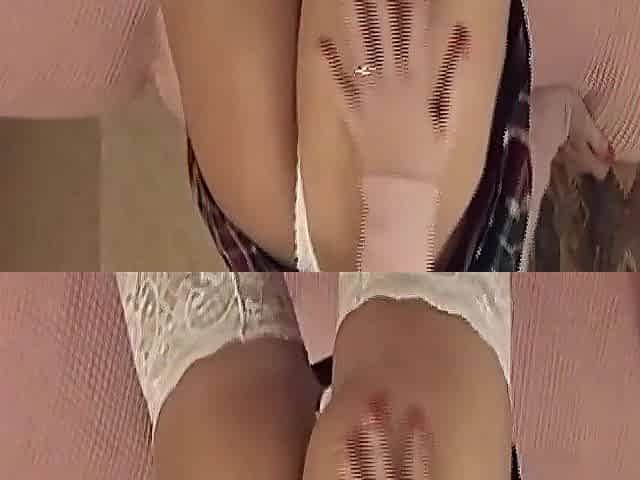 Blond in Fishnets Toys Her Snatch with Dildo