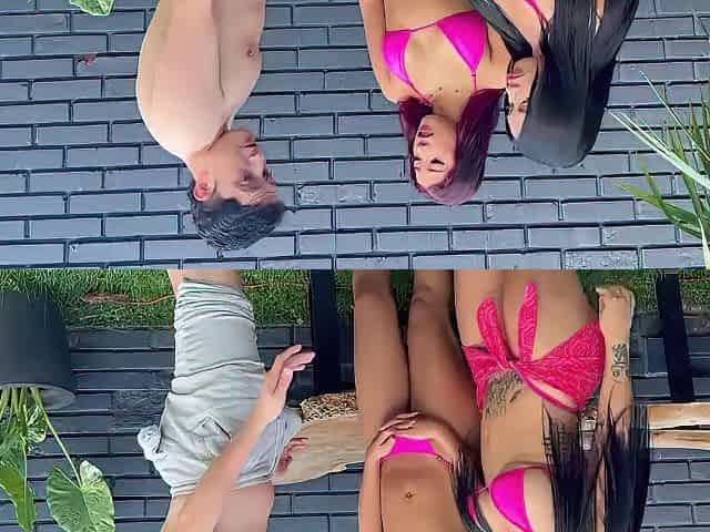 My hot ally and I ran into my lascivious neighbour at the pool - Alejandra Palacios