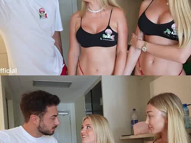 Three-some With two Blond Bitches and Last Creampie in Vagina