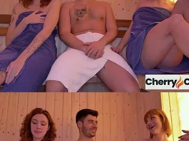 This Sauna Is Hotter Than Ever Redhead FFM Trio Joy at Cherry-Candle