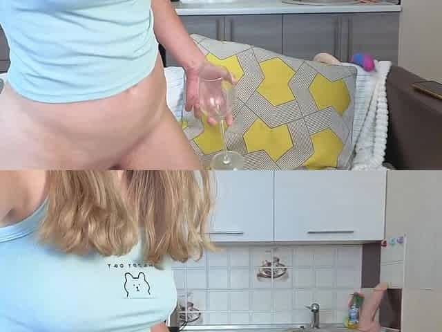 Two Girls, One Glass - Naughty Pissing Play