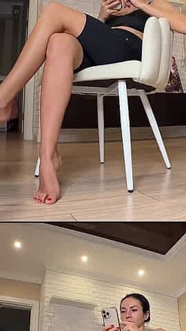 Barefoot Tease with Long Legs and Playful Toes