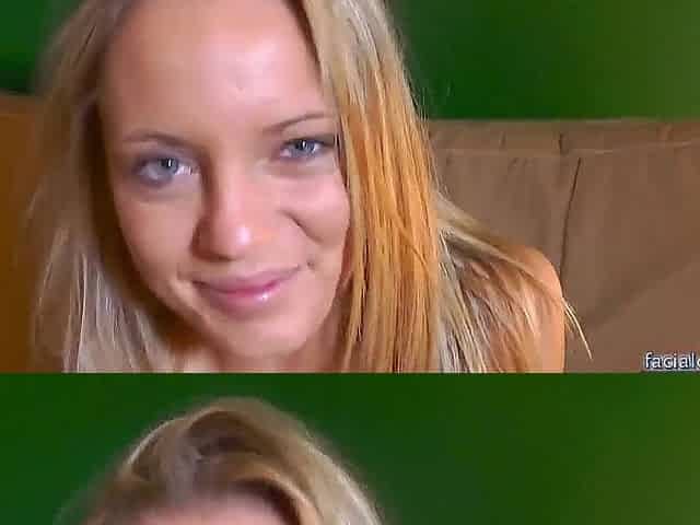 Blond detests giant facial spunk flow