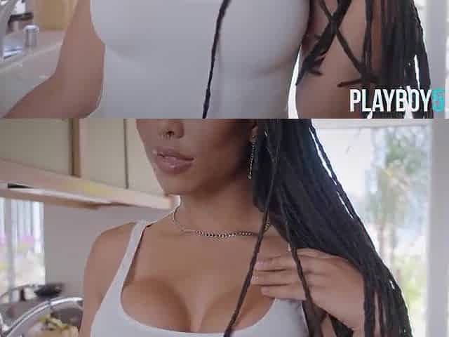 Curvy ebony mother I'd like to fuck sweetheart Kira Noir goes fully in nature's garb in a kitchen