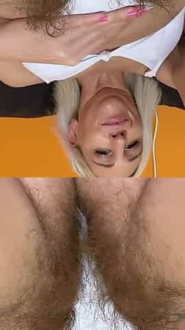 Swimsuit hairy pussy and cumming
