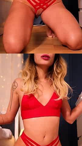 Blonde teen slut fucks pussy with toy