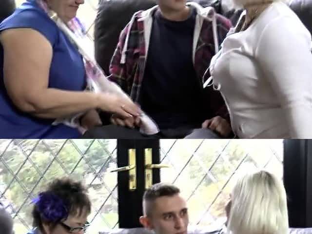 Plump grandmothers ride face and cock
