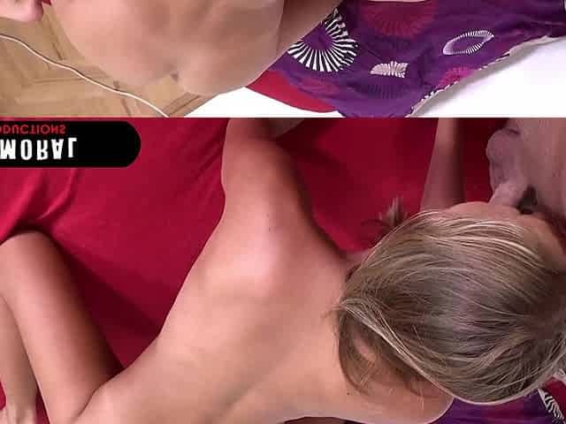 Old Pervert Can Not Handle Hot Hairy Pussy of Blonde Super Model