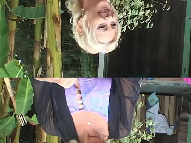 Lusty blonde mother I'd like to fuck gets slammed from behind on patio