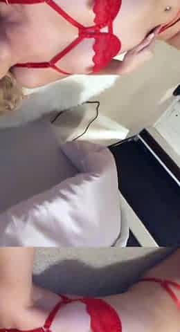 Busty curly brunette with big boobs fucks on couch
