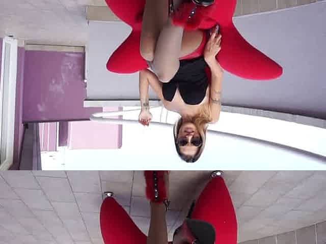 Hot slut in high heels smoking outside