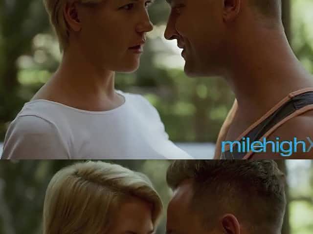 Short haired blond woman, Kit Mercer is giving a oral job to her step- son, in advance of getting banged