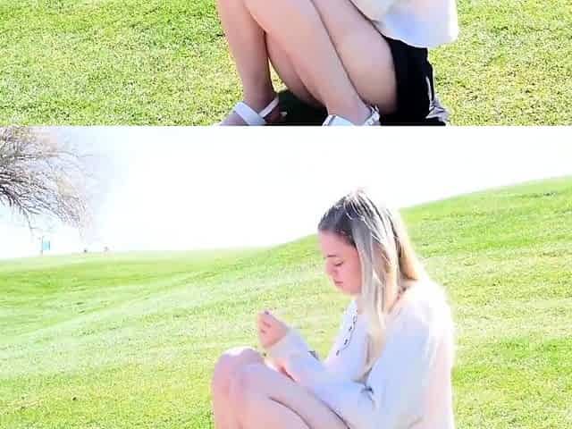Blonde Babe Shows Off Her Big Ass in Public Thrill