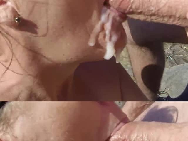 Mature beach blowjob