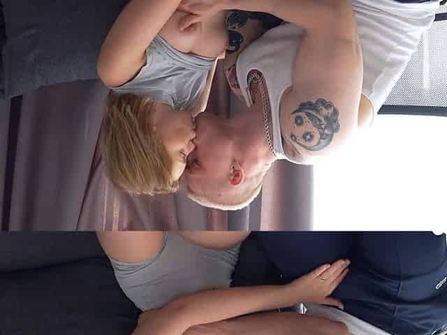 Short Hair Blonde Passionate Couch Sex and Blowjob