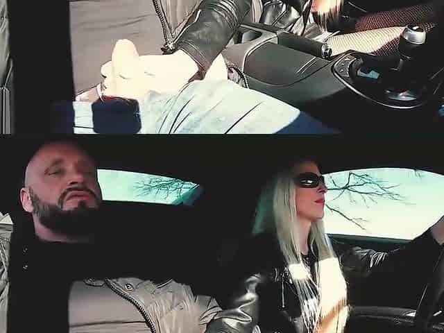 Blonde German in Black Leather Jacket Sex