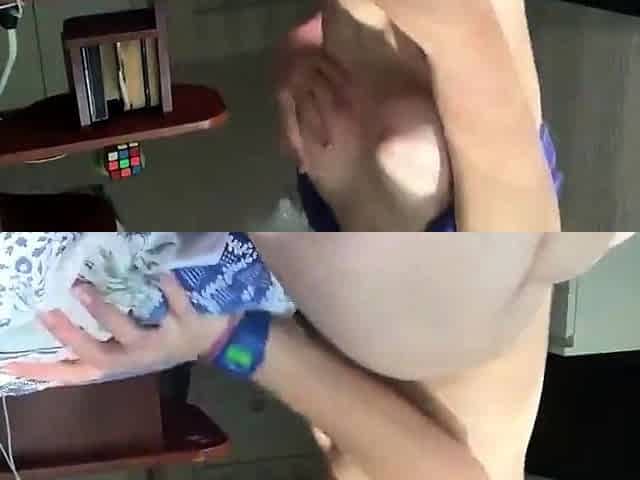Amateur Girl Masturbates with Fingertips on Her Tits