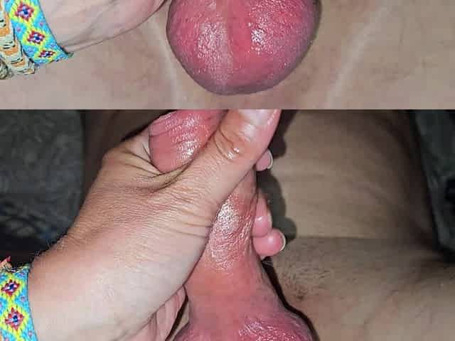 Amateur Couple... My Wife Rewards Me with a Hot Handjob with My Swollen Pumed Cock