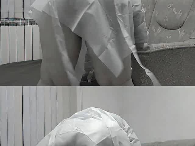 Fist-screwing in medical gloves for my shaggy vagina.
