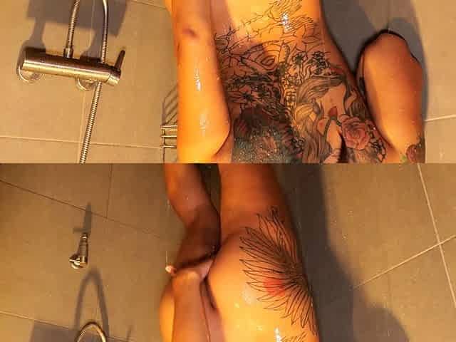Thai teen showering a taking a big cock
