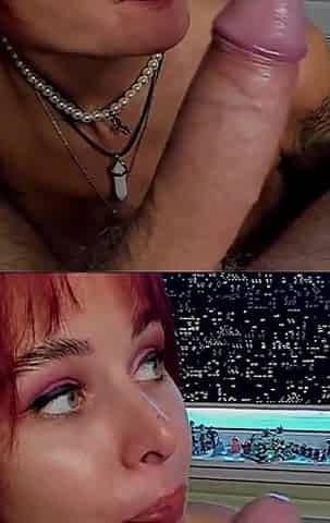 Licking Dick and Balls, Blowjob with Trying Gag and Messiest Hottest Facial Cumshot on Sexy Sandy's Face