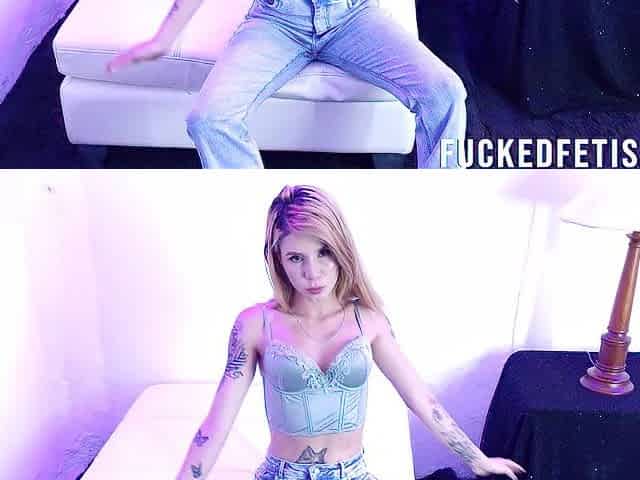 Blond slender latin beauty bluejean good butt