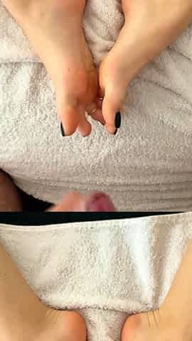 Cumshot wanting amateur MILF wanks cock in POV video