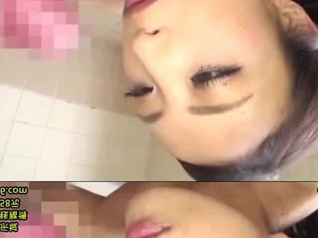 Cute asian babe whorships huge dick