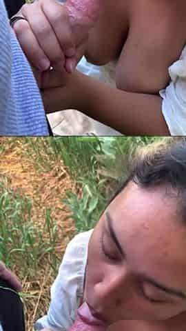 Hiking Trail Blowjob & Cum on Her Face