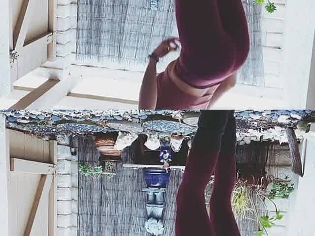 Hot yoga mother i'd like to fuck does yoga with her panties pulled down