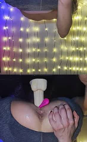 Blonde Rides Dildo and Squirting