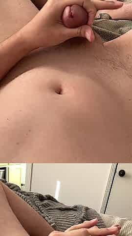Fan request cum in stomach button