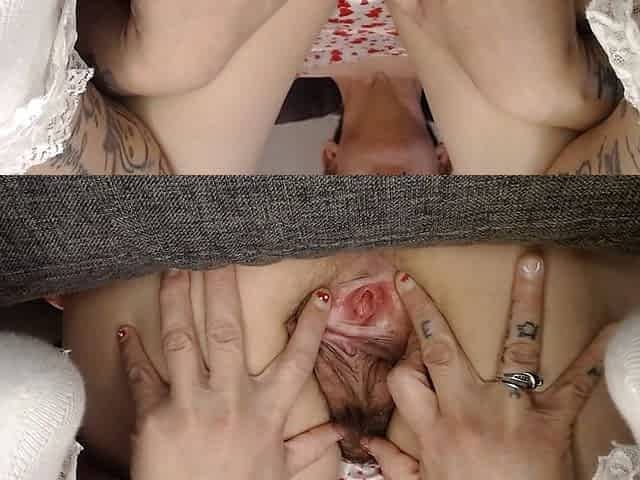 Sexy Ruffled Socks Gaping Pussy Tease