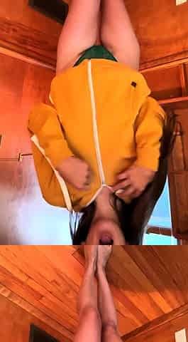 Lovely Amateur teen brunette masturbating outdoor