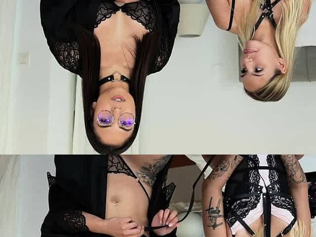 Hot blonde and sexy brunette lesbians