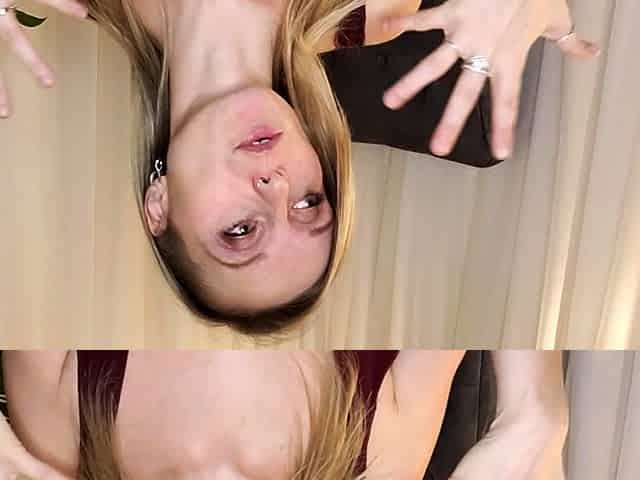 Blonde teen fucks her bun with sex toy and does blowjob