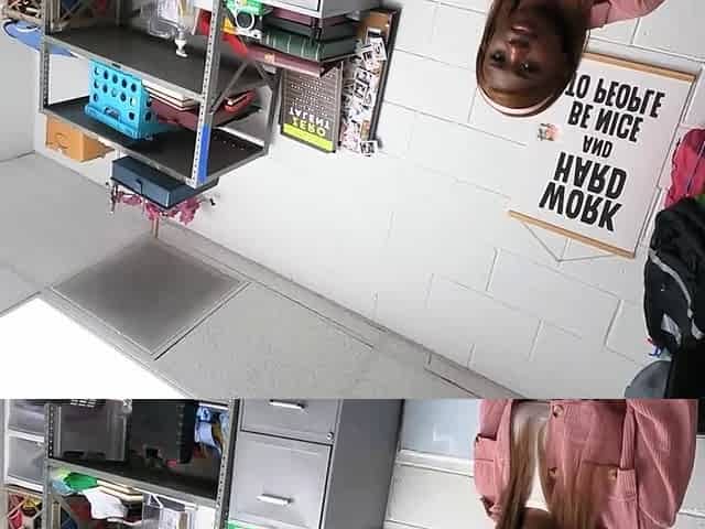 Makeup stealing ebony teen milks mall cops dick