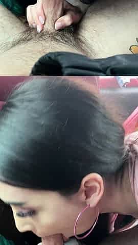 Amateur Teen Blowjob Under the Cover