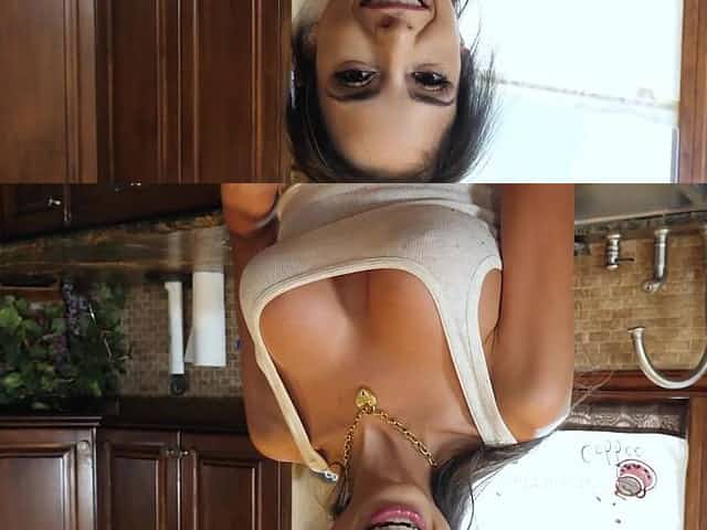 Tanned sexy brunette MILF Trinity St Clair loves when dude cums on her belly