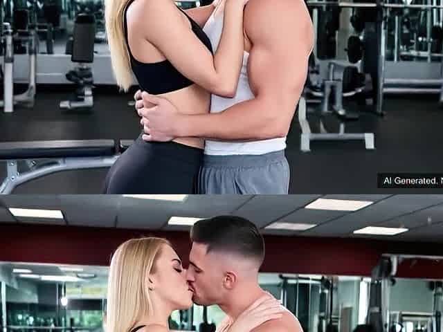 AI Gen hawt sport chick and fit dude having sex in the gym