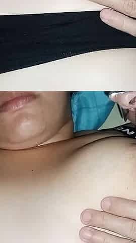 Sucking on Her Enormous Nipples, Spreading Fruit Ice Cream on Her Beautiful Big Natural Tits