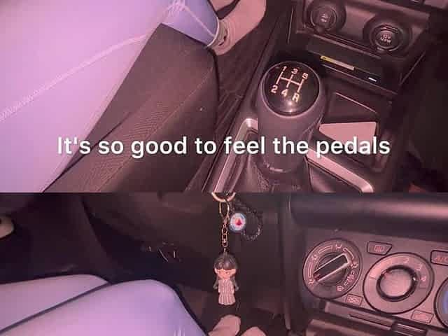 My Lover Plays with His Feet on the Pedals of His Car