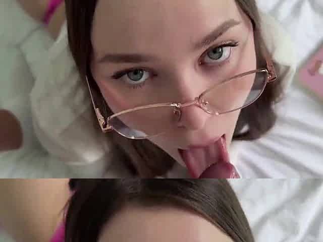 Glamorous small teen bang and facial
