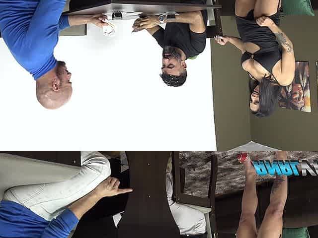 While Her Husband Plays Cards, Natzinha Seduces His Friend and Ends up Stuffed with Cock in Both Holes.