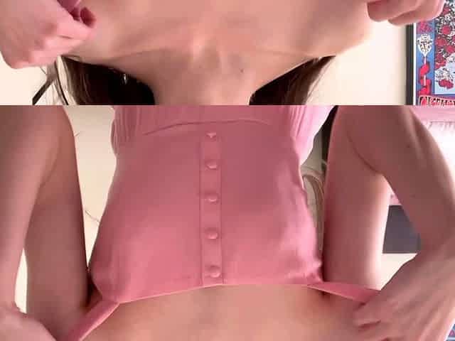 Small tit brunette teen fucks a big cock