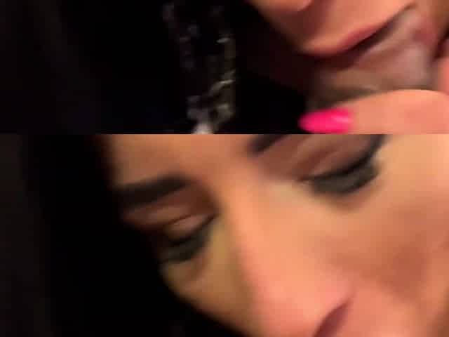 brunette giving pussy and ass and taking cum in her mouth