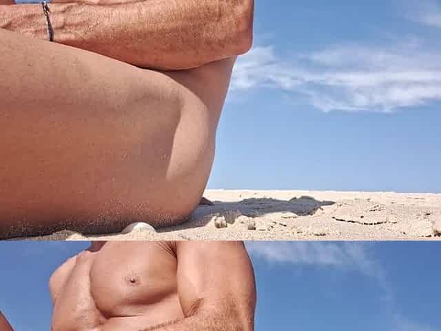 Sexy Man Masturbates his large ramrod during the time that hawt gal gives risky tugjob. Bystanders close by